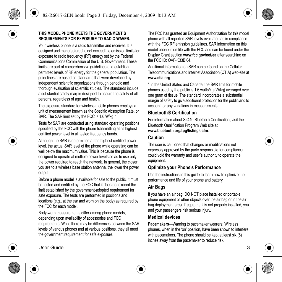 Kyocera TOMO S2410 User Manual | Page 3 / 72