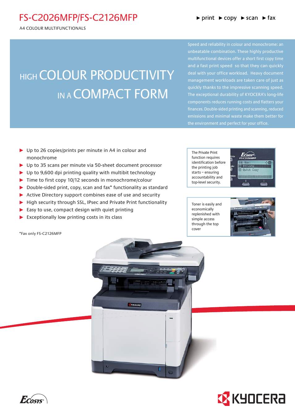 Kyocera FS-C2126MFP User Manual | 2 pages