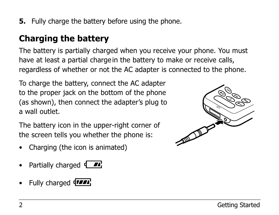 Charging the battery | Kyocera 1135 User Manual | Page 20 / 104