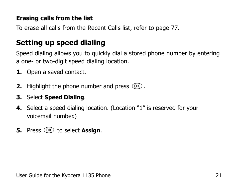 Setting up speed dialing | Kyocera 1135 User Manual | Page 39 / 104