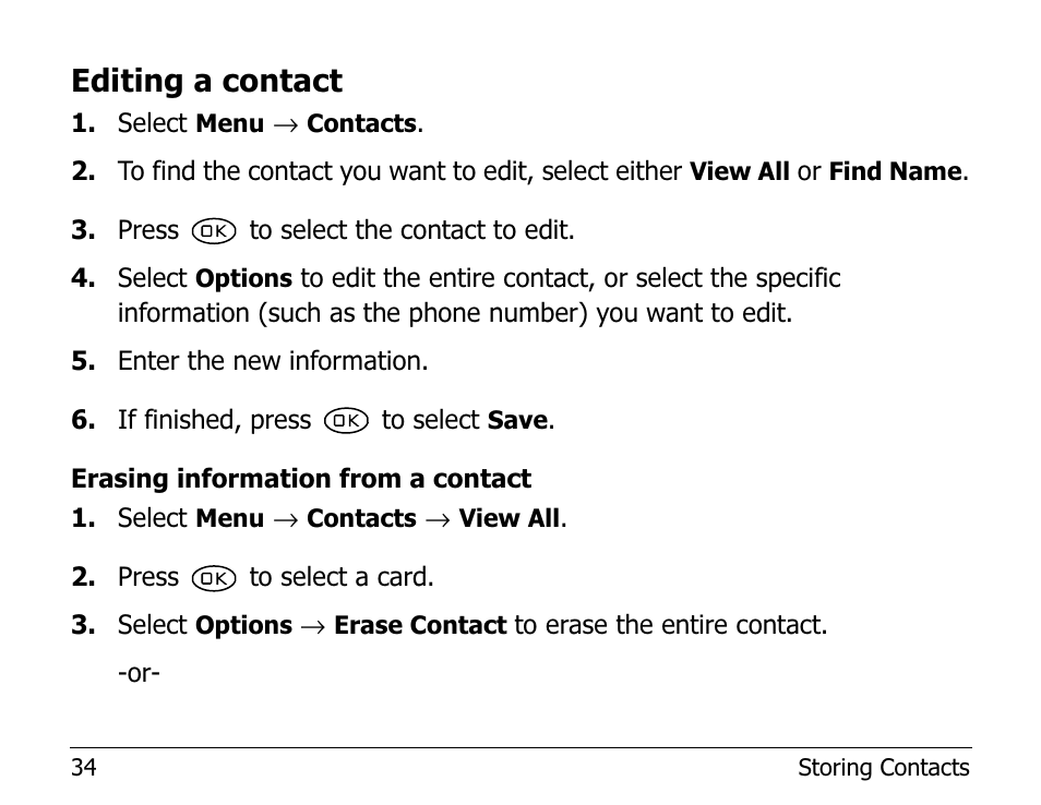 Editing a contact | Kyocera 1135 User Manual | Page 52 / 104
