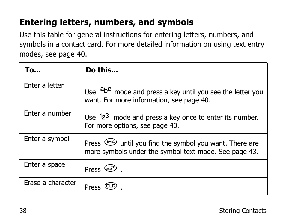 Entering letters, numbers, and symbols | Kyocera 1135 User Manual | Page 56 / 104