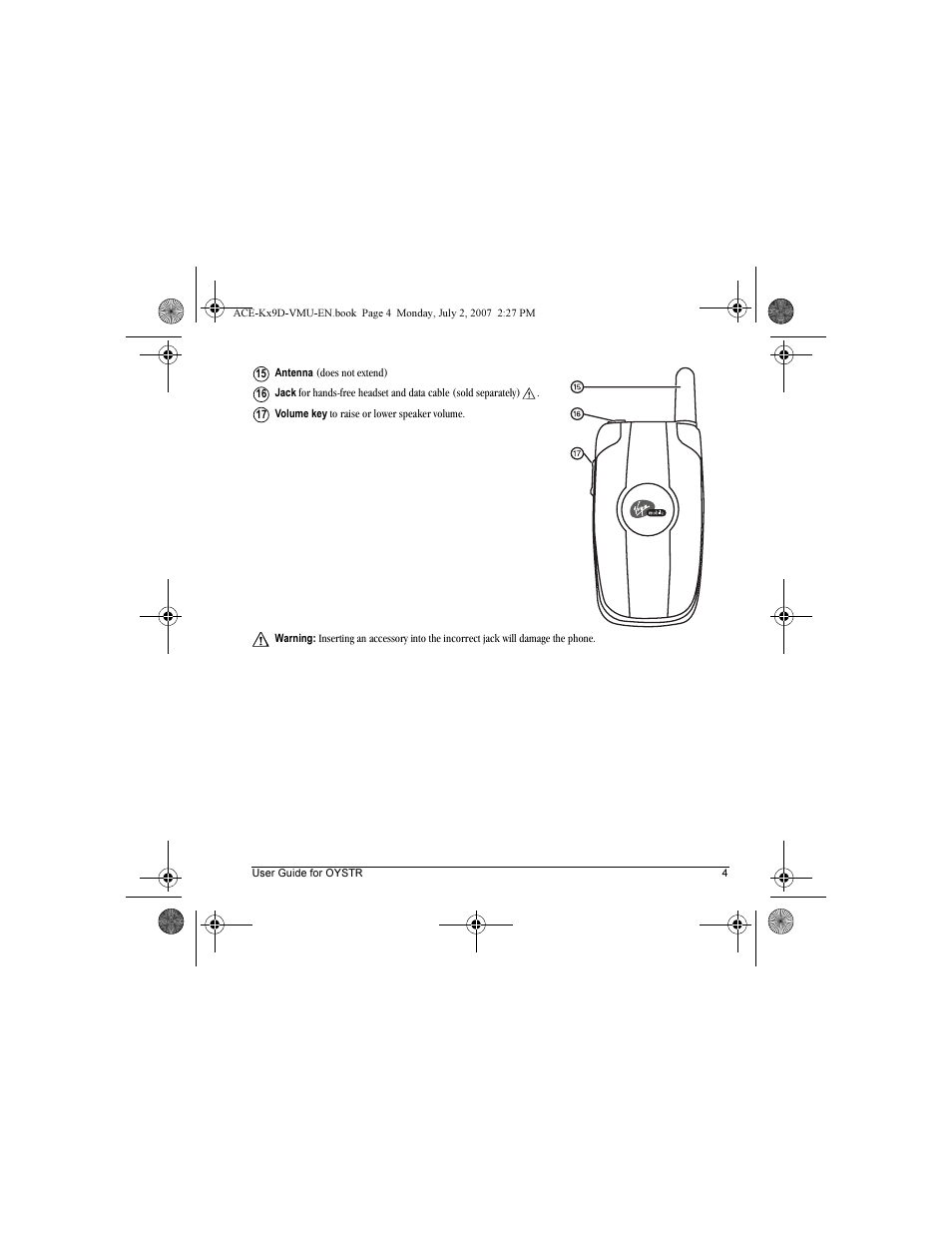Kyocera OYSTR KX9 User Manual | Page 11 / 64
