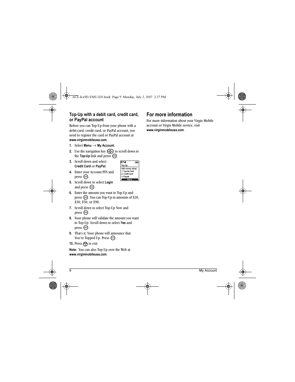 For more information | Kyocera OYSTR KX9 User Manual | Page 16 / 64