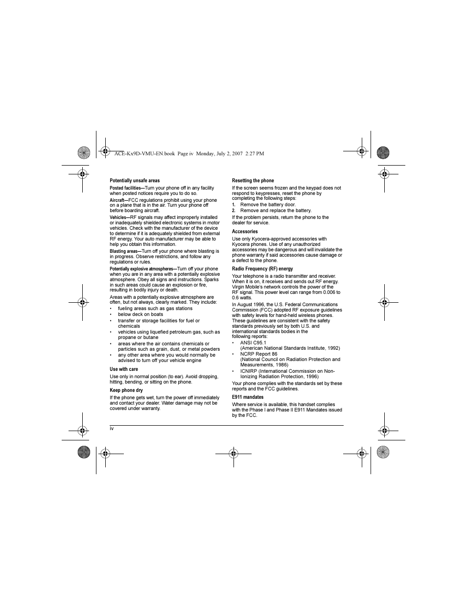 Kyocera OYSTR KX9 User Manual | Page 4 / 64