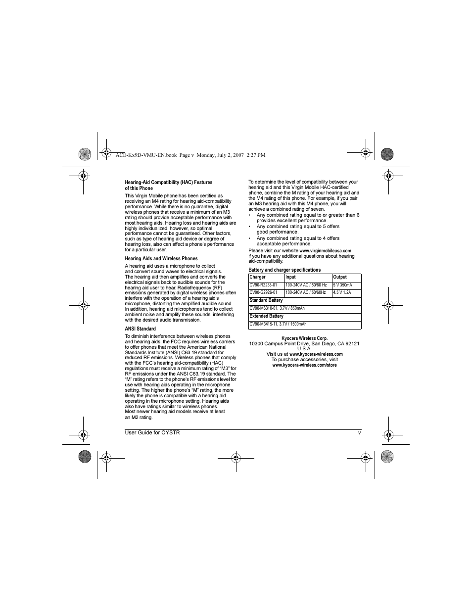 Kyocera OYSTR KX9 User Manual | Page 5 / 64
