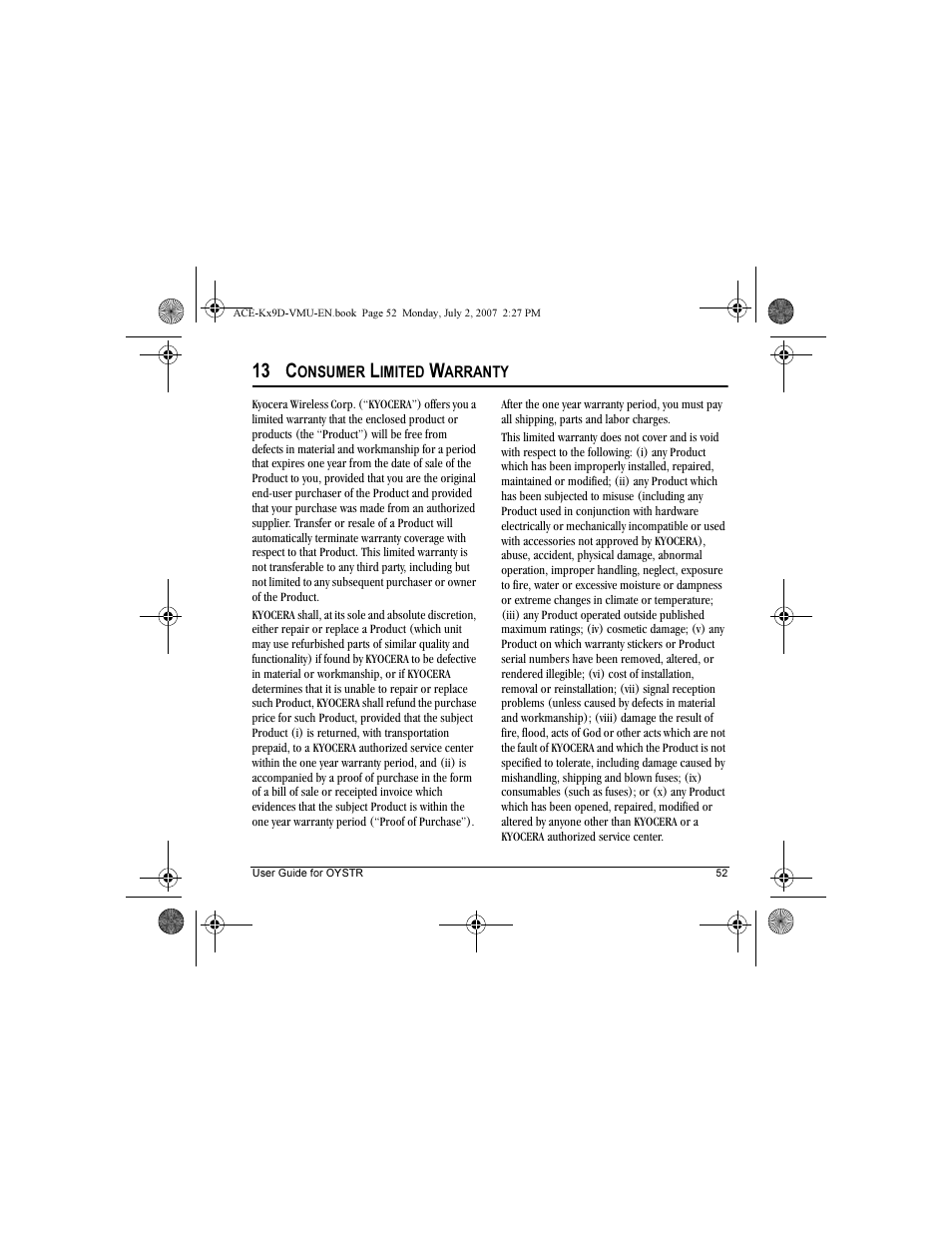 13 c | Kyocera OYSTR KX9 User Manual | Page 59 / 64