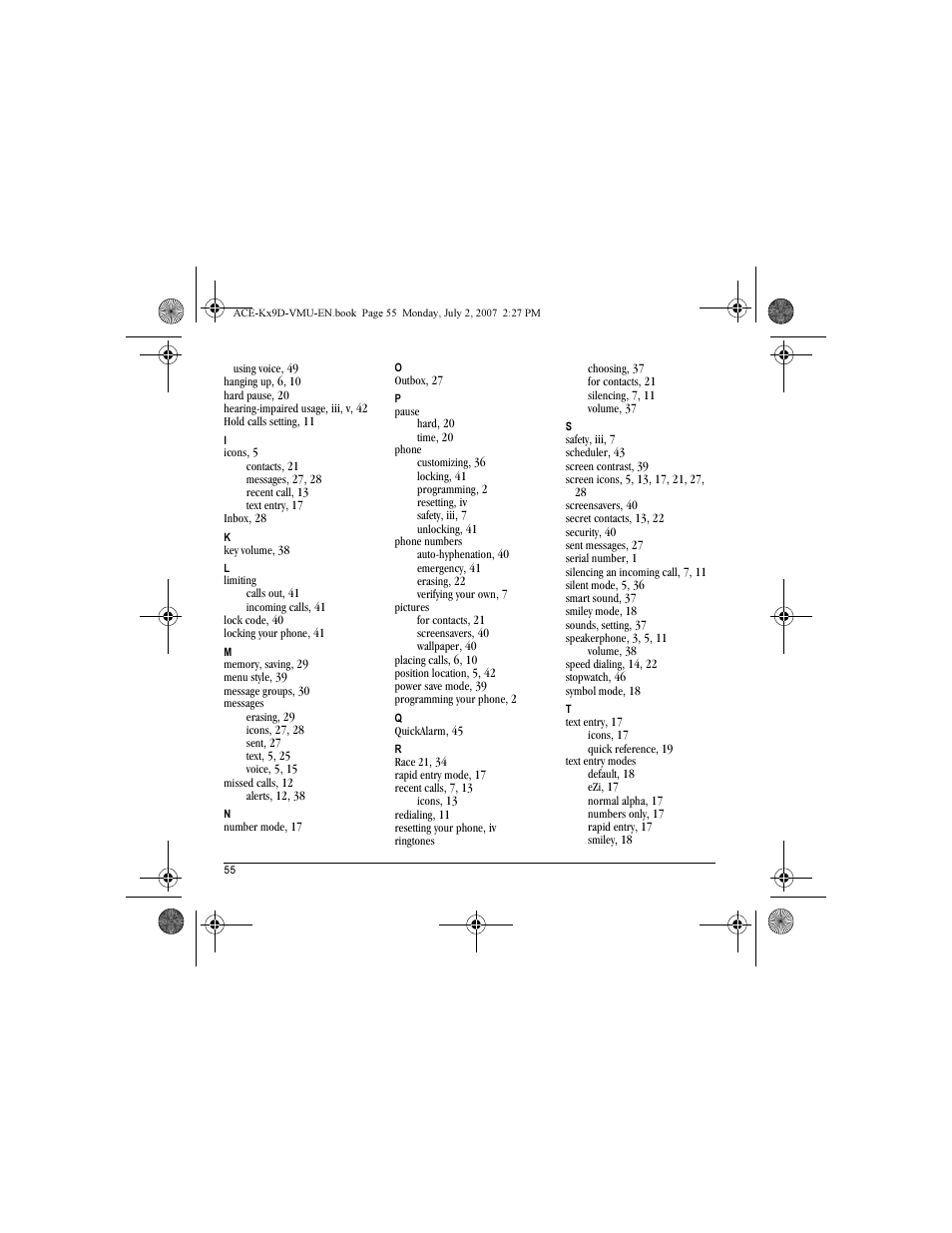 Kyocera OYSTR KX9 User Manual | Page 62 / 64