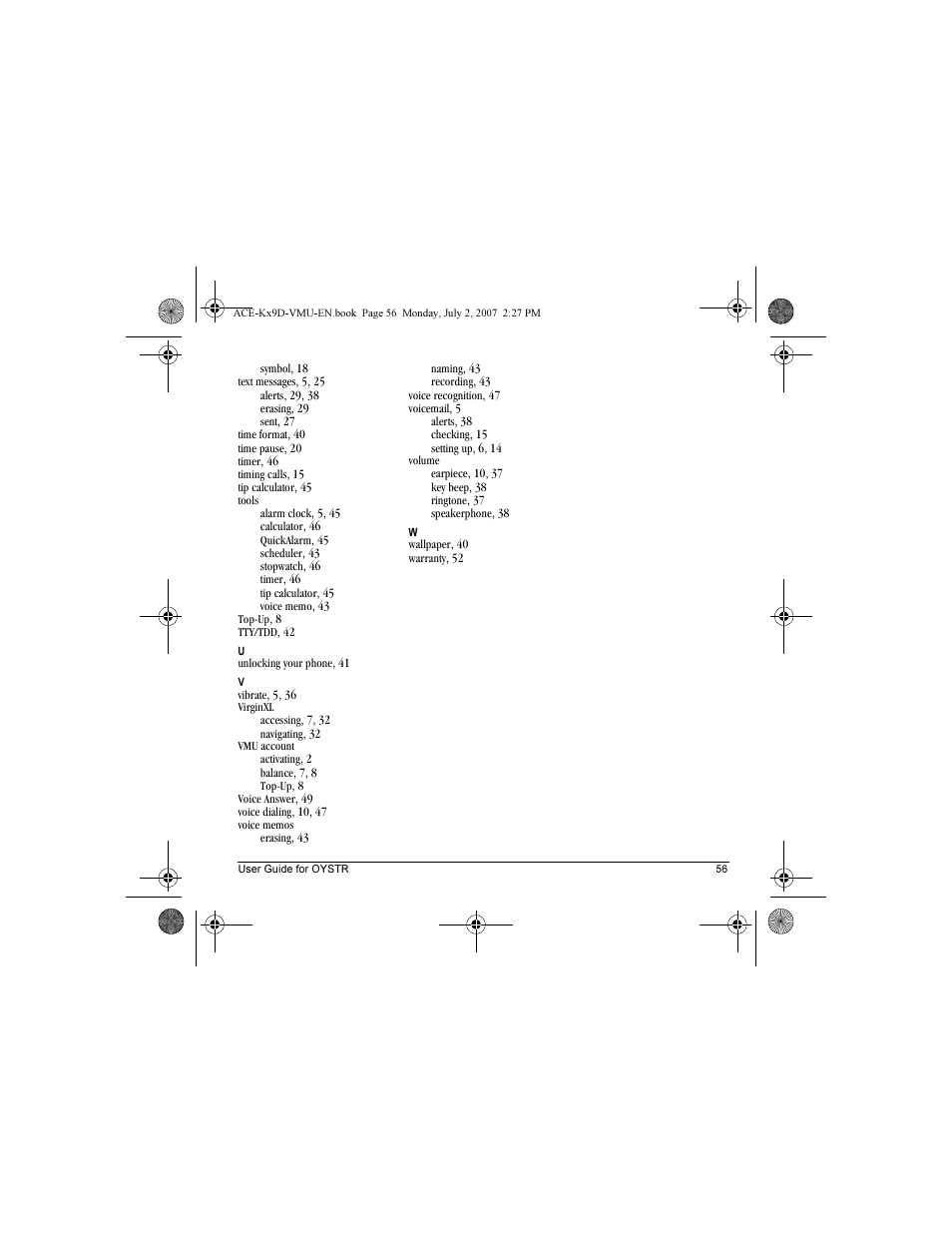Kyocera OYSTR KX9 User Manual | Page 63 / 64