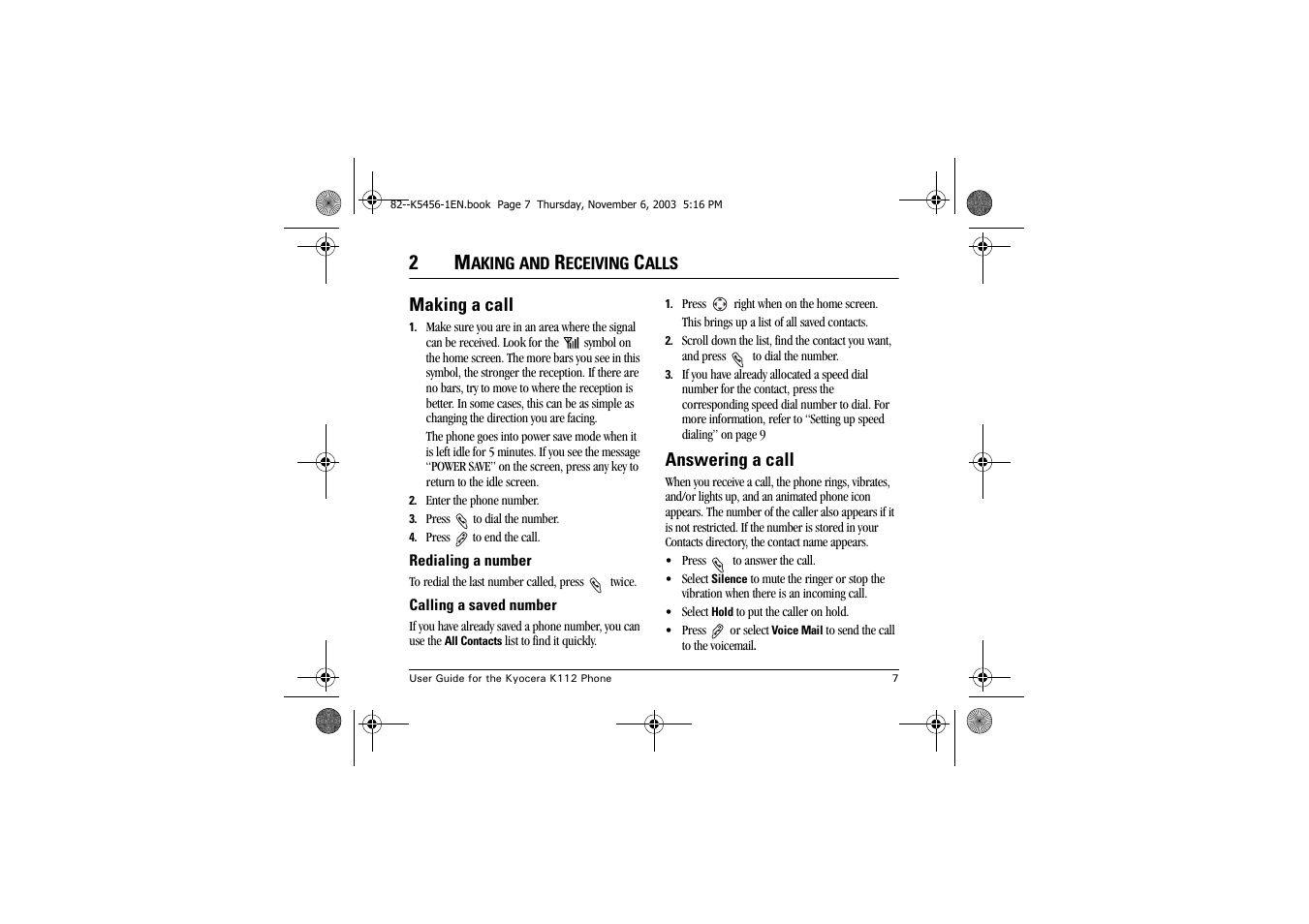 Kyocera K112 User Manual | Page 13 / 42