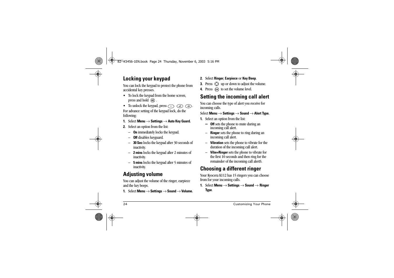 Kyocera K112 User Manual | Page 30 / 42