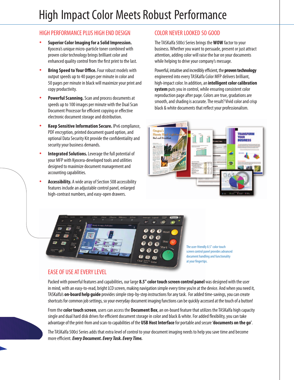 High impact color meets robust performance | Kyocera TASKalfa 500ci Series User Manual | Page 3 / 8