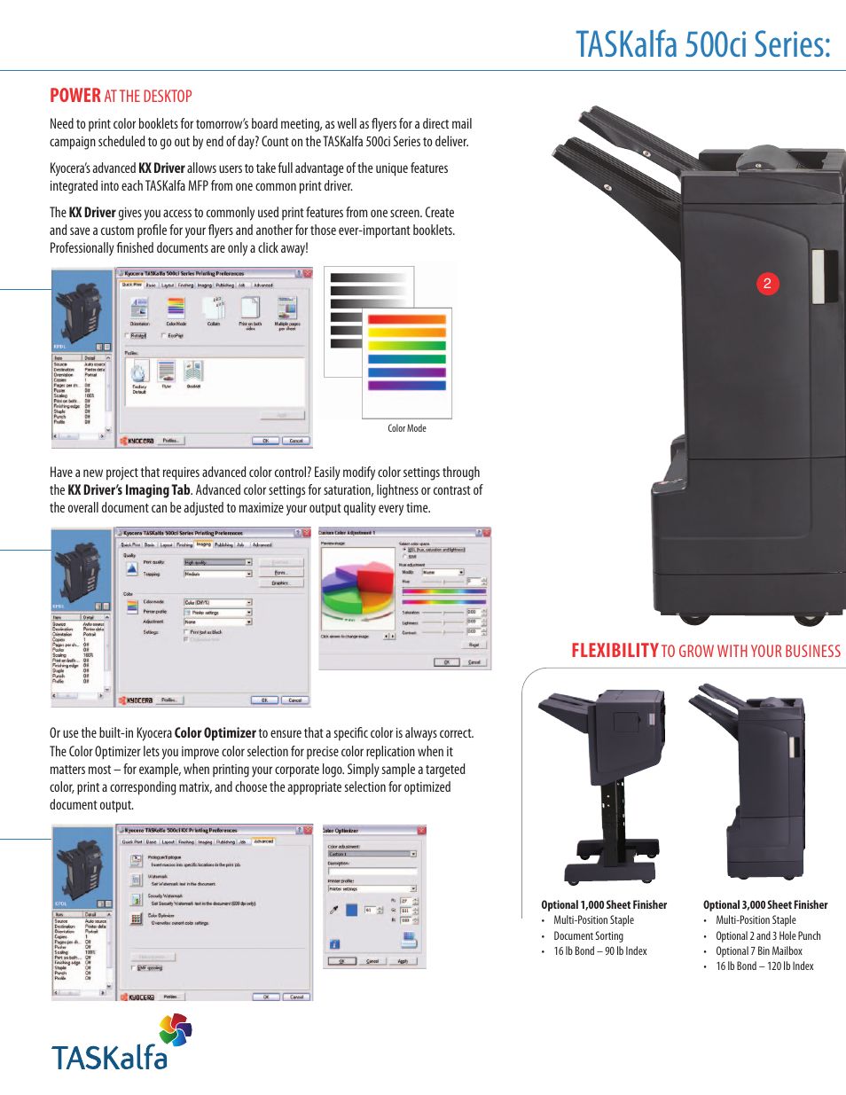 Taskalfa 500ci series, Flexibility, Power | Kyocera TASKalfa 500ci Series User Manual | Page 4 / 8