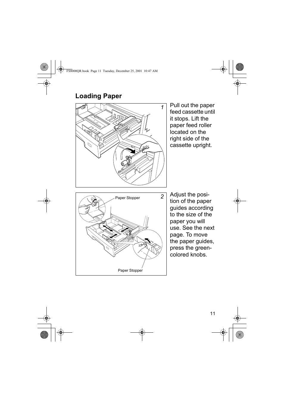 Loading paper | Kyocera Mita FS-8000CD User Manual | Page 13 / 44