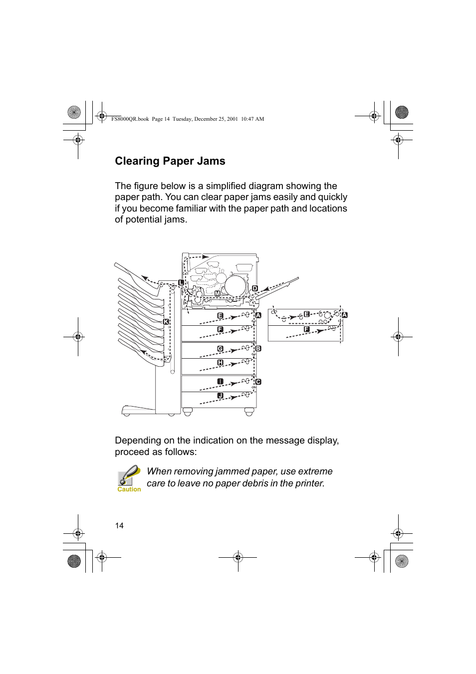 Clearing paper jams | Kyocera Mita FS-8000CD User Manual | Page 16 / 44