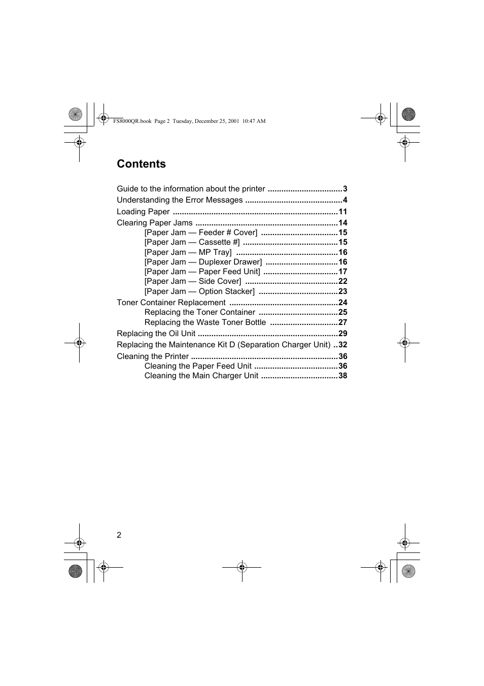 Kyocera Mita FS-8000CD User Manual | Page 4 / 44
