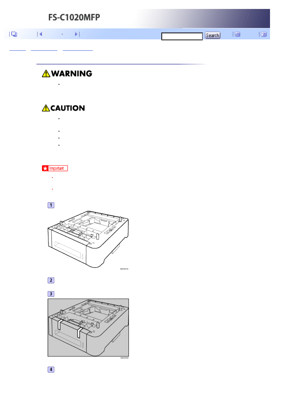 Installing the paper feed unit (tray 2), Next | Kyocera FS-C1020MFP User Manual | Page 110 / 477