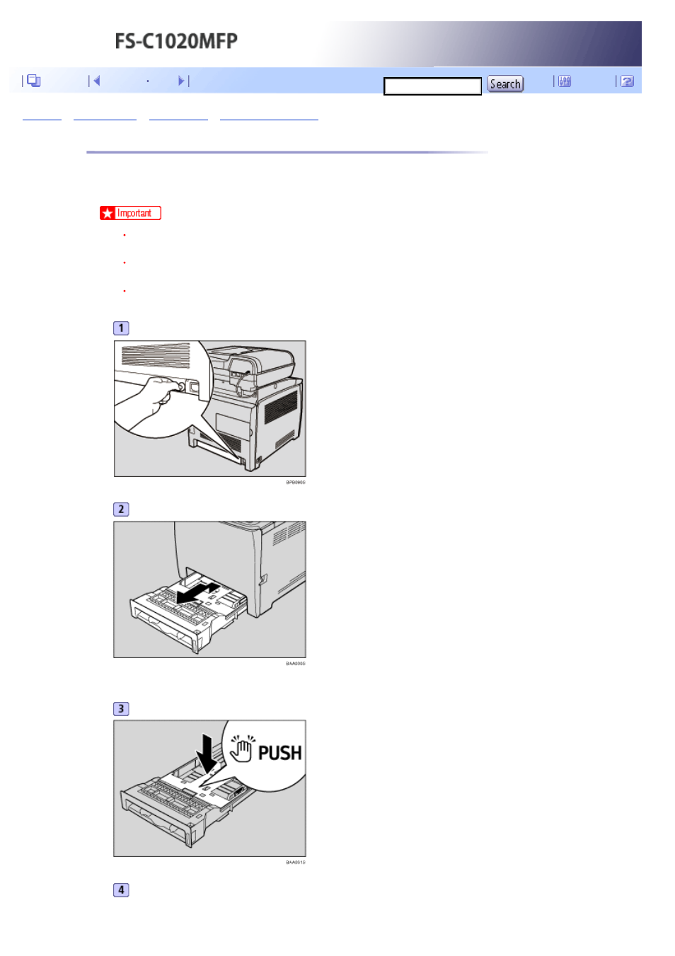 Loading legal size paper, Next | Kyocera FS-C1020MFP User Manual | Page 131 / 477