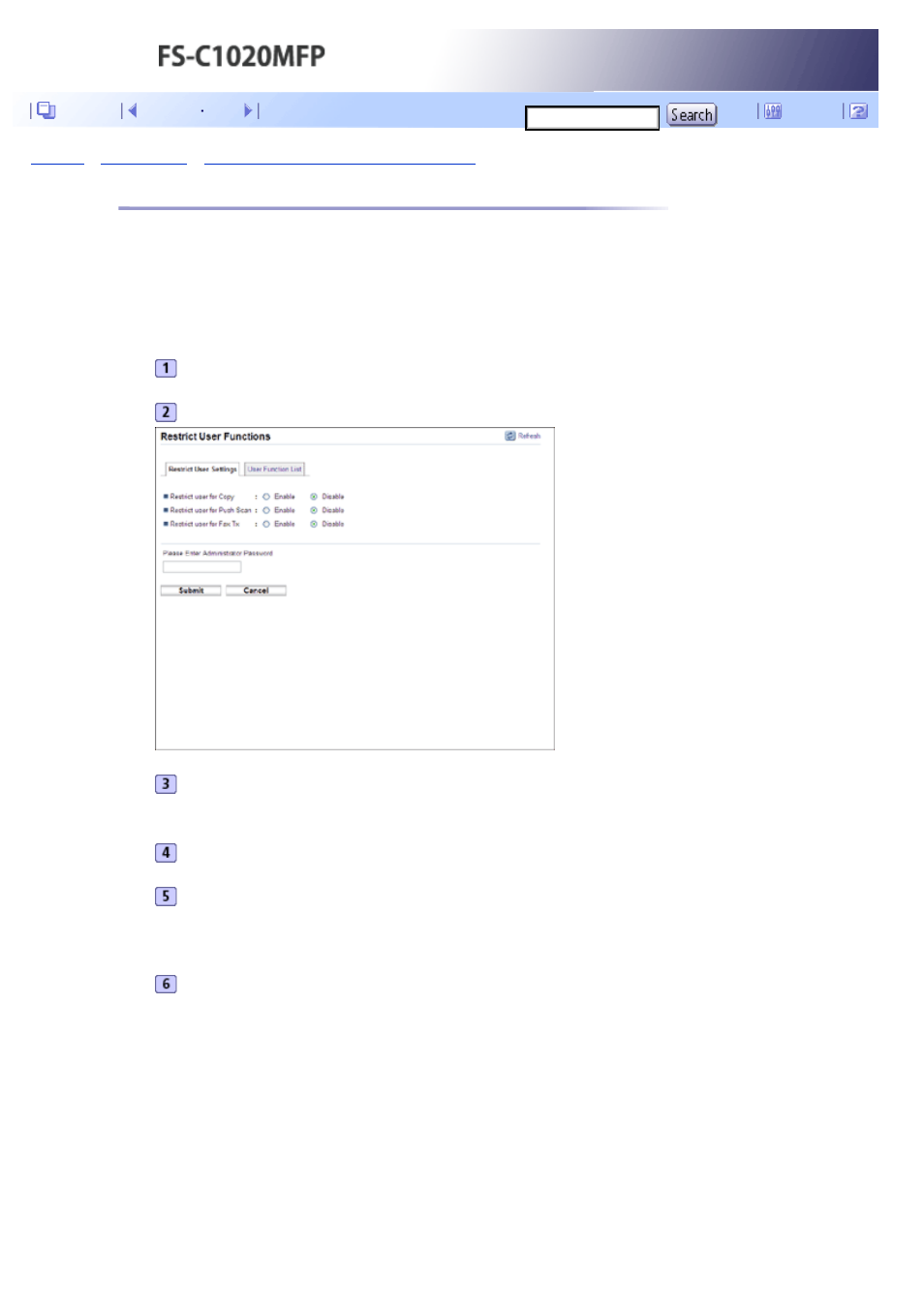 Enabling the user restriction settings, Next | Kyocera FS-C1020MFP User Manual | Page 159 / 477