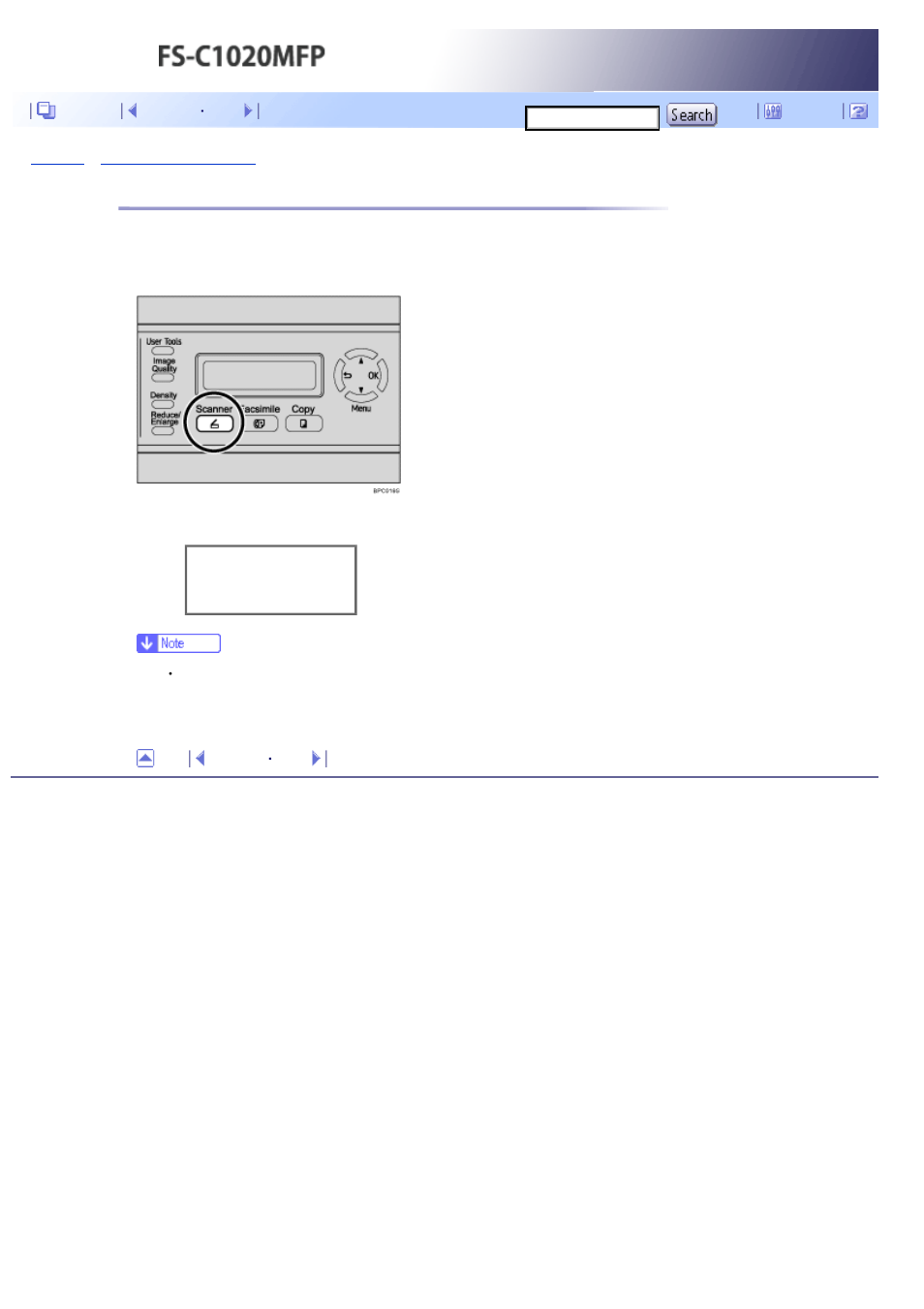 The screen in scanner mode, Next | Kyocera FS-C1020MFP User Manual | Page 213 / 477