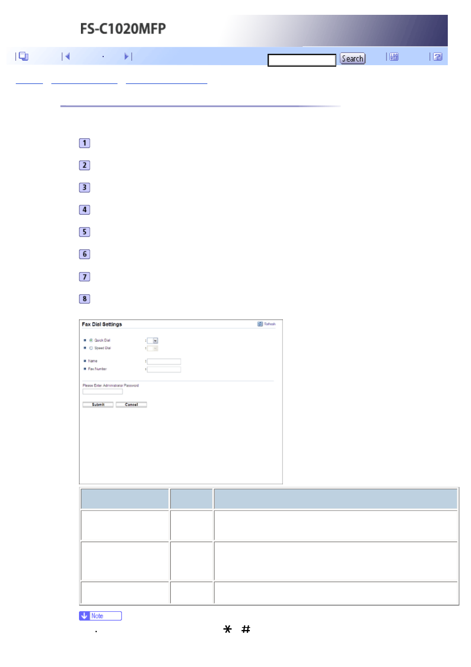 Registering fax destinations using web browser, Next | Kyocera FS-C1020MFP User Manual | Page 245 / 477