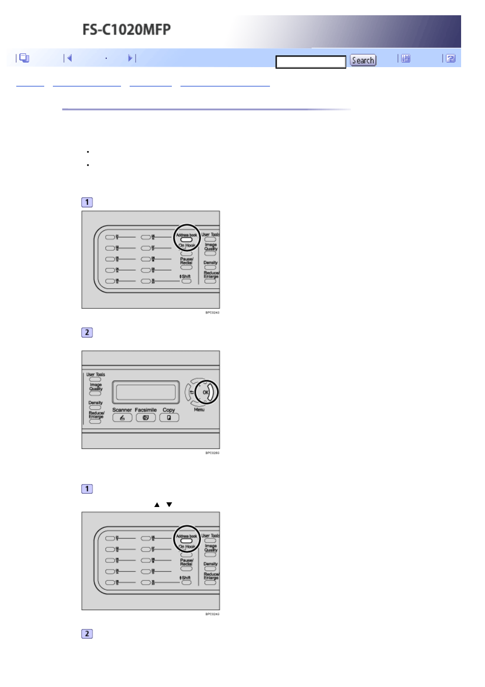 Specifying the destination using speed dial, Next | Kyocera FS-C1020MFP User Manual | Page 258 / 477