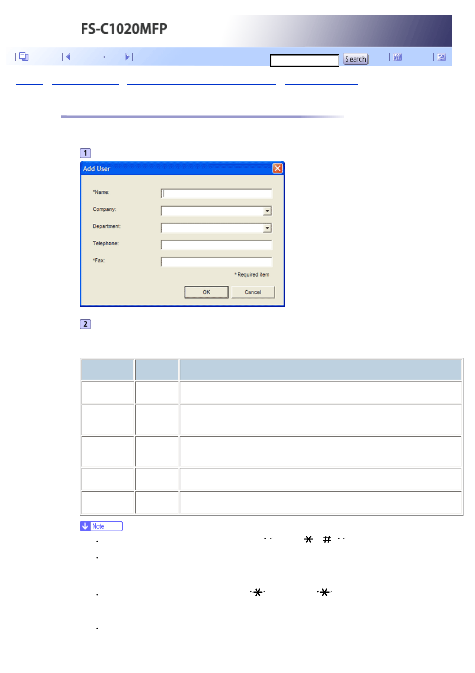 Registering destinations, Next | Kyocera FS-C1020MFP User Manual | Page 271 / 477