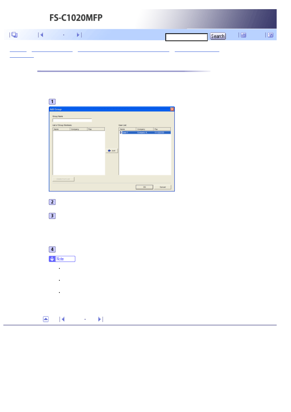 Registering groups, Next | Kyocera FS-C1020MFP User Manual | Page 274 / 477