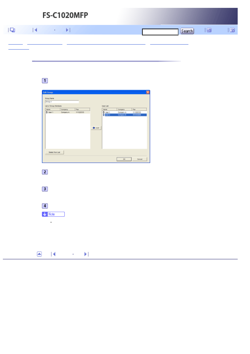 Modifying groups, Next | Kyocera FS-C1020MFP User Manual | Page 275 / 477