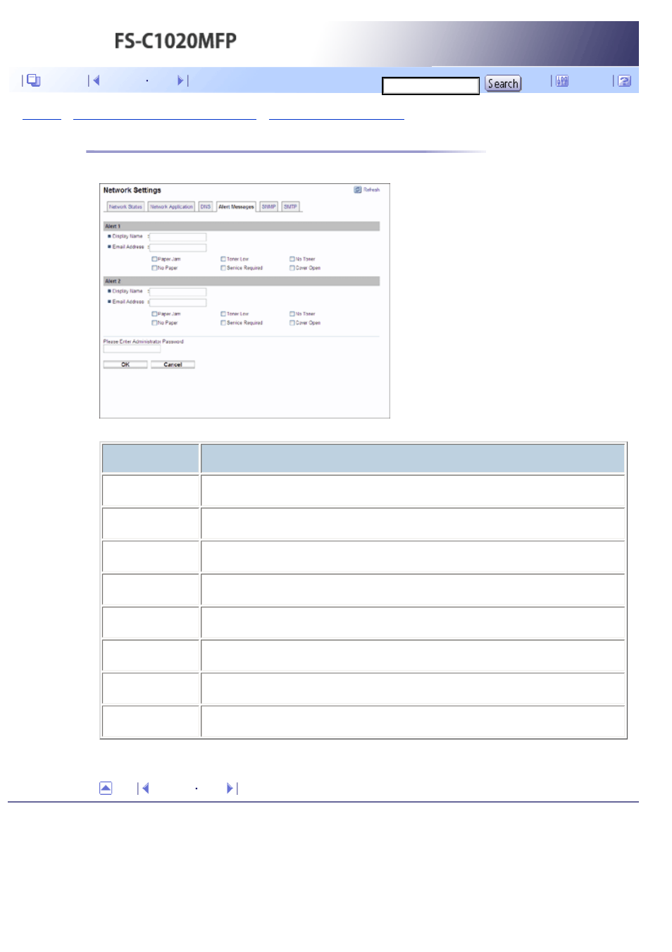 Configuring the alert message settings, Next | Kyocera FS-C1020MFP User Manual | Page 383 / 477