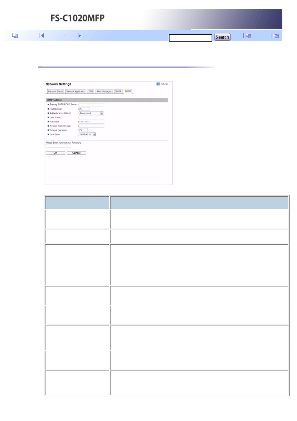 Configuring the smtp settings, For details about the time zone setting, see, Next | Kyocera FS-C1020MFP User Manual | Page 386 / 477
