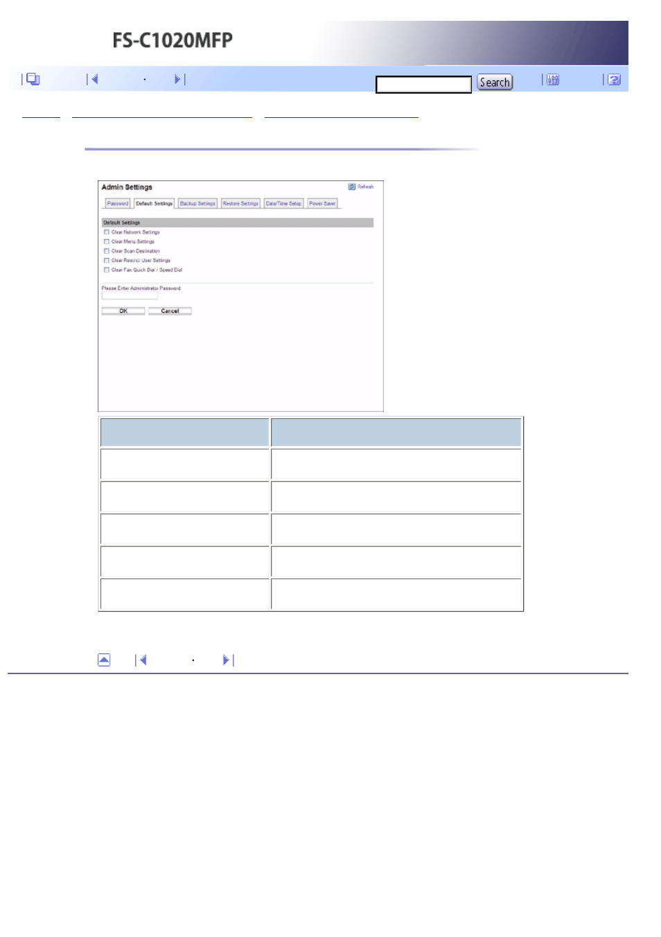 Restoring the default settings, Next | Kyocera FS-C1020MFP User Manual | Page 390 / 477