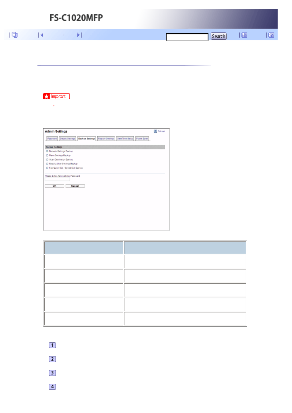 Backing up the machine's settings, Next | Kyocera FS-C1020MFP User Manual | Page 391 / 477