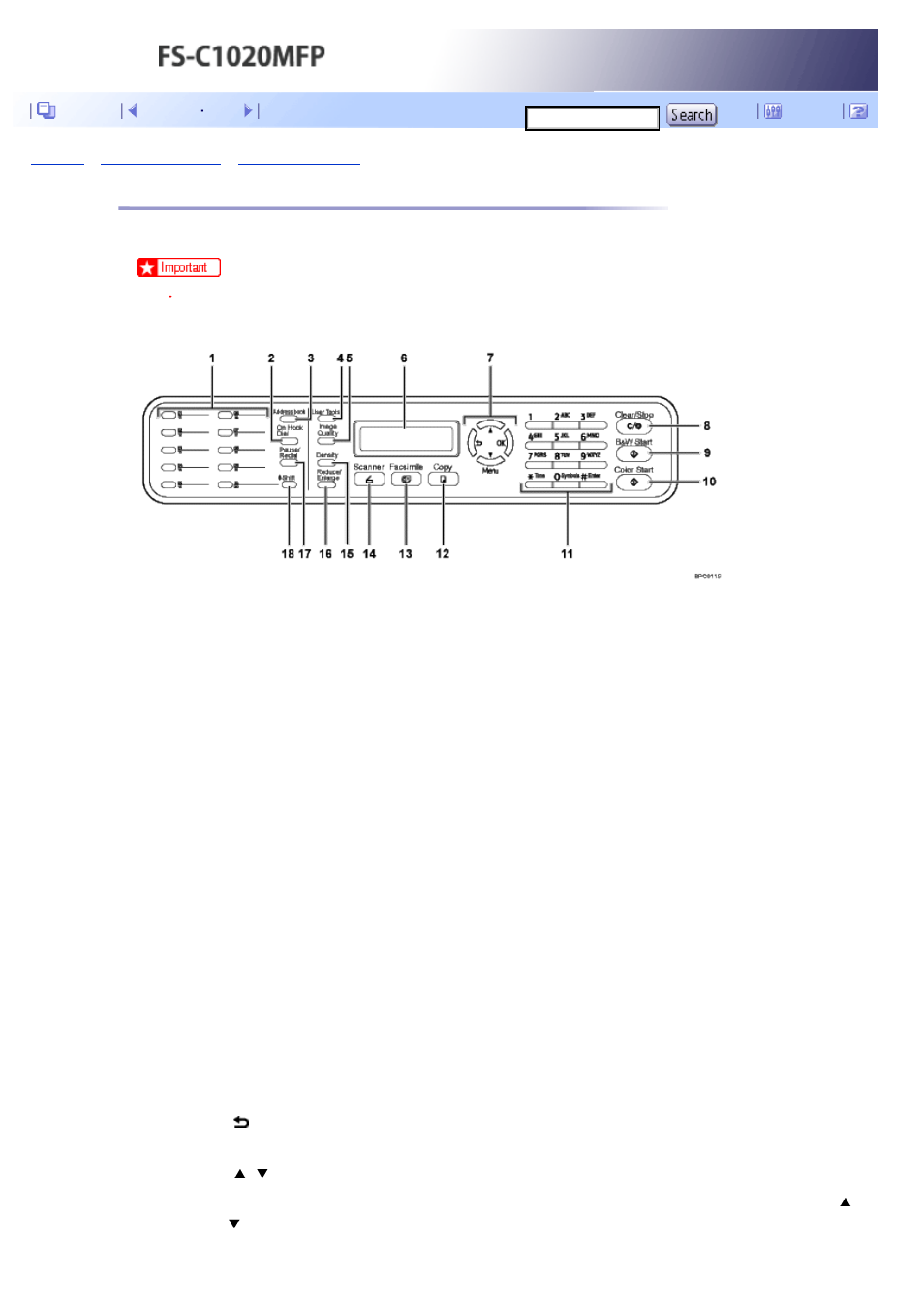 Control panel, Next | Kyocera FS-C1020MFP User Manual | Page 66 / 477