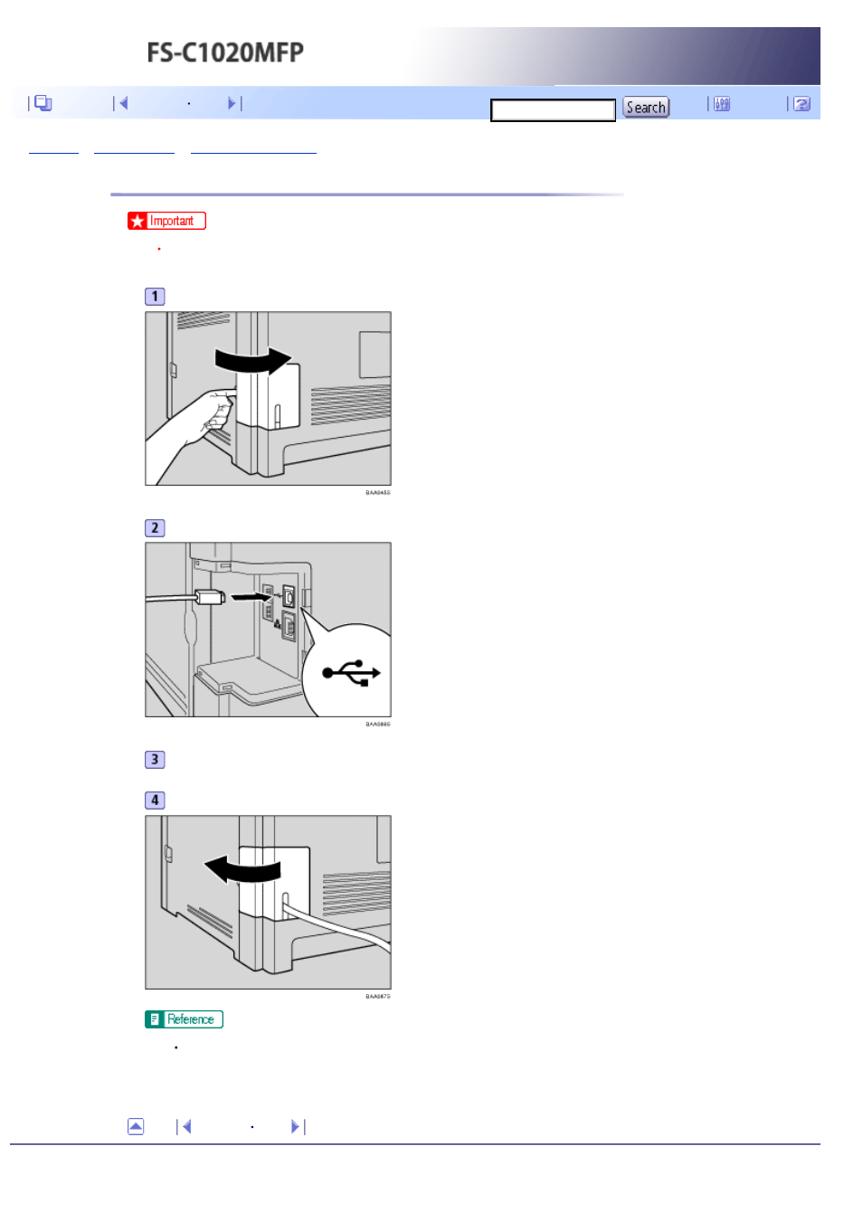 Connecting with usb cable, For details, see, And driver installation guide | Next | Kyocera FS-C1020MFP User Manual | Page 90 / 477