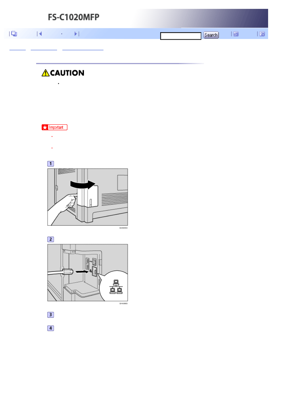 Connecting with network cable, For details, see, Next | Kyocera FS-C1020MFP User Manual | Page 92 / 477