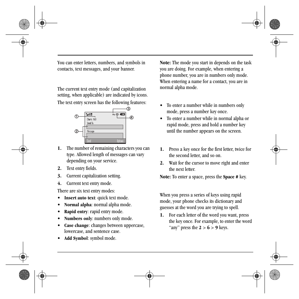 Text entry modes, Ntry | Kyocera TNT VMS200 User Manual | Page 21 / 64