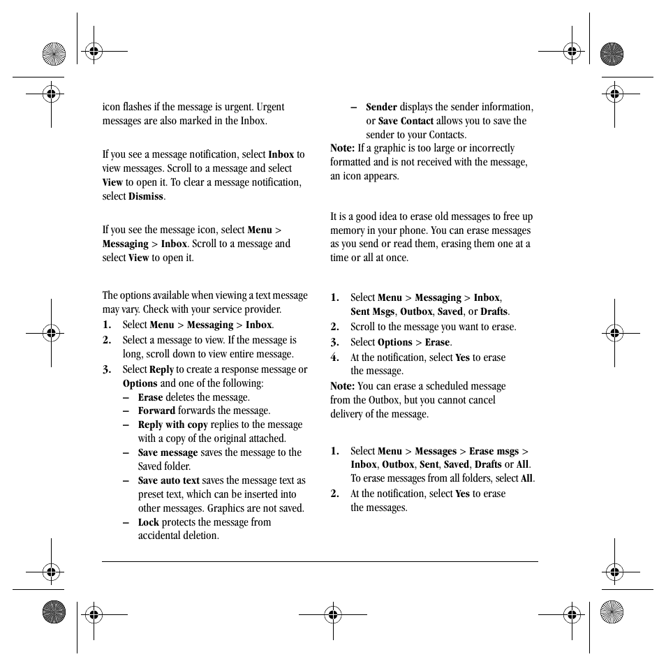Erase messages | Kyocera TNT VMS200 User Manual | Page 26 / 64