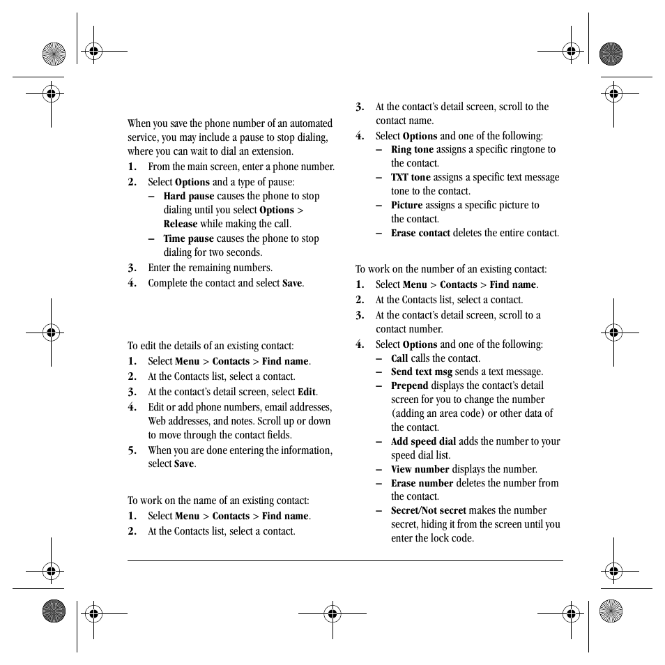 Working with contacts | Kyocera TNT VMS200 User Manual | Page 31 / 64