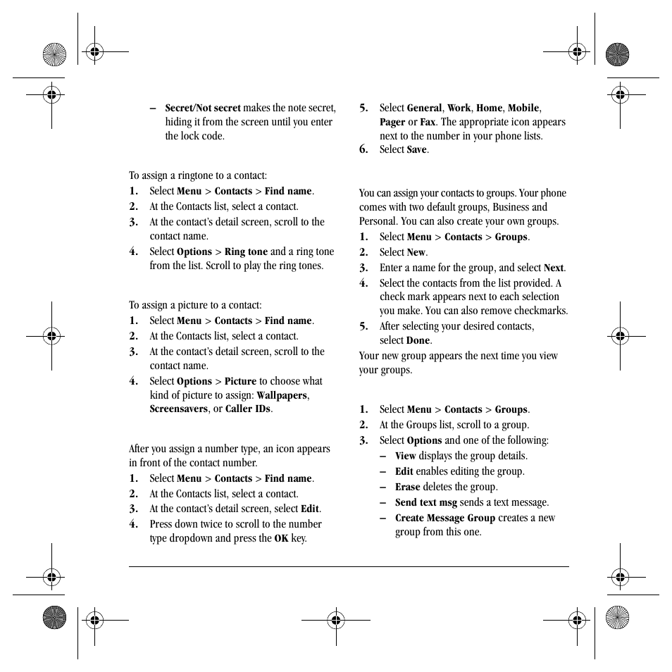 Contact groups | Kyocera TNT VMS200 User Manual | Page 33 / 64