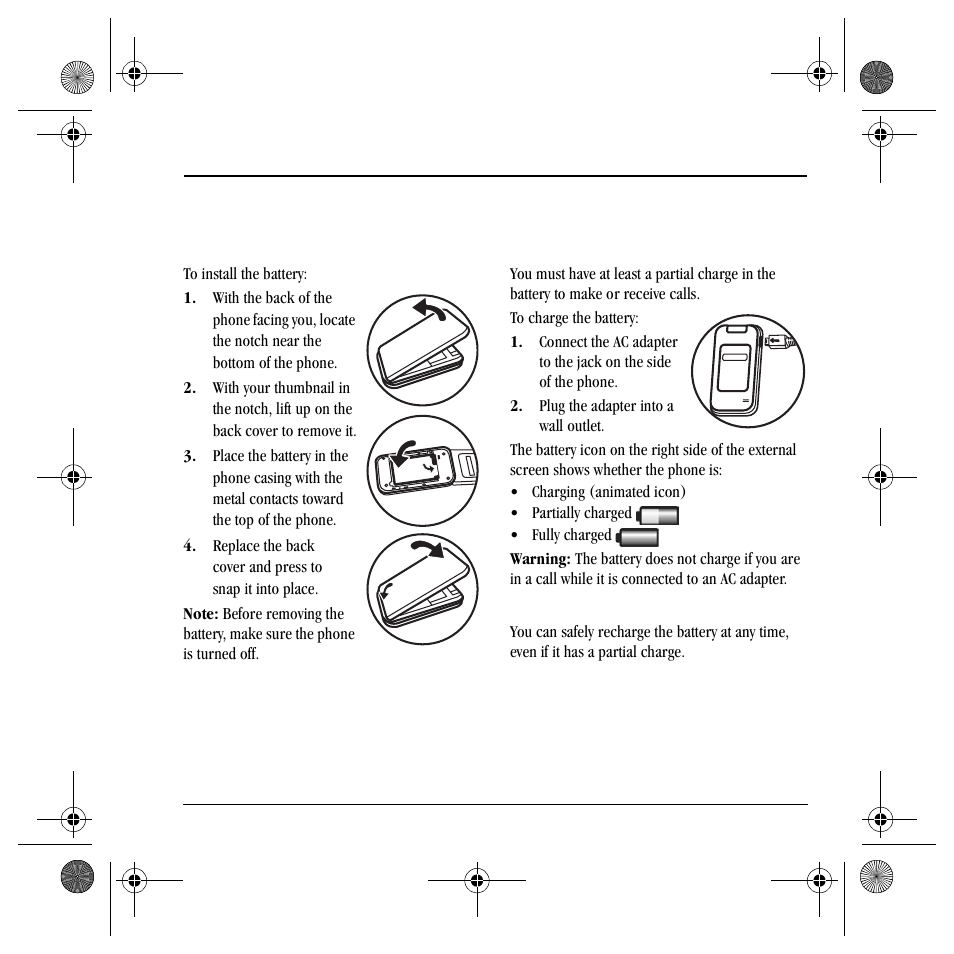Phone battery | Kyocera TNT VMS200 User Manual | Page 9 / 64