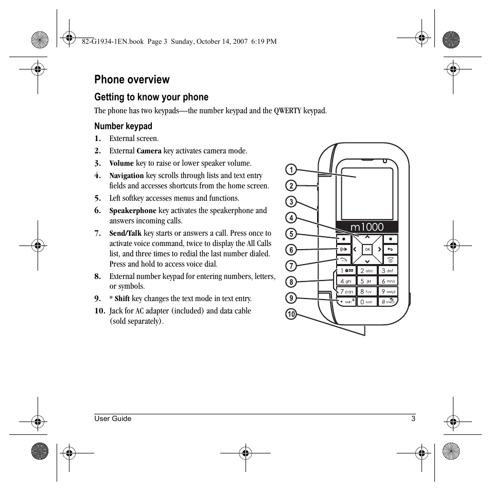 Phone overview | Kyocera Lingo M1000 User Manual | Page 11 / 88