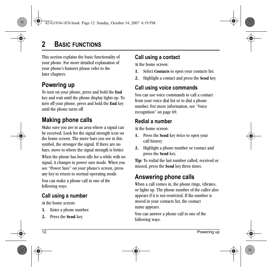 Powering up, Making phone calls, Answering phone calls | Kyocera Lingo M1000 User Manual | Page 20 / 88