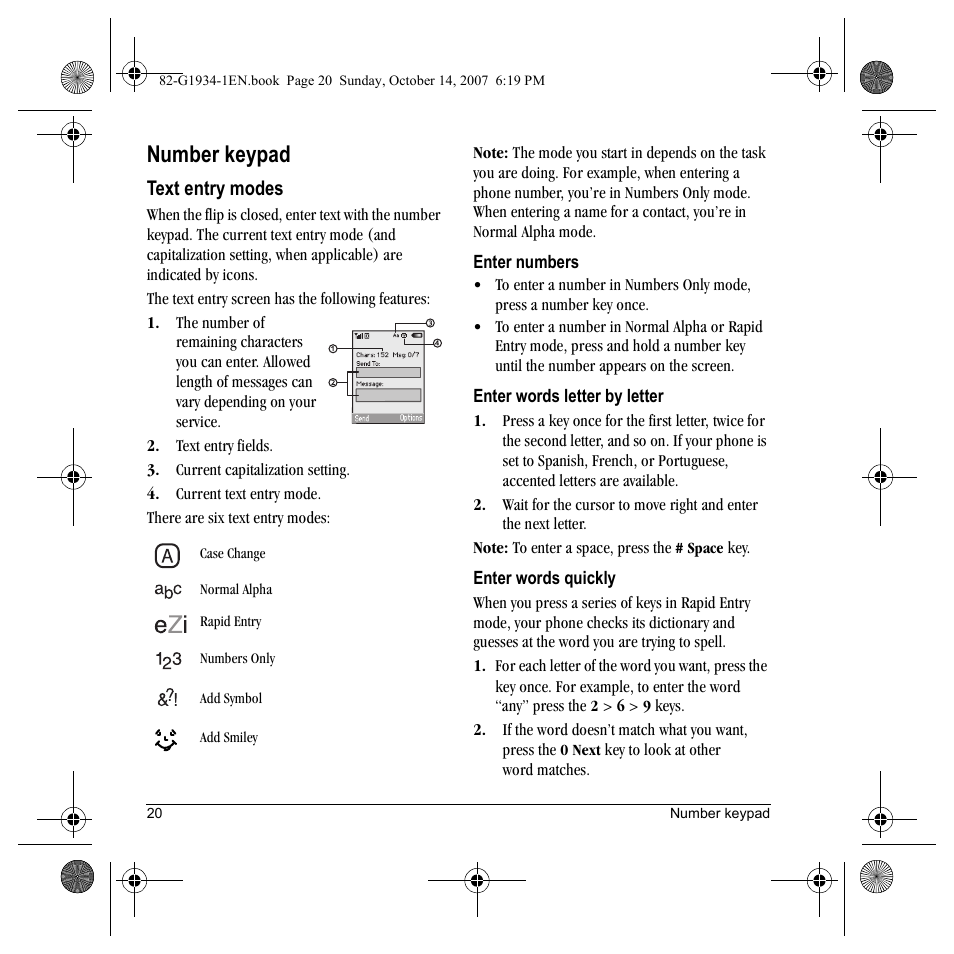 Number keypad | Kyocera Lingo M1000 User Manual | Page 28 / 88