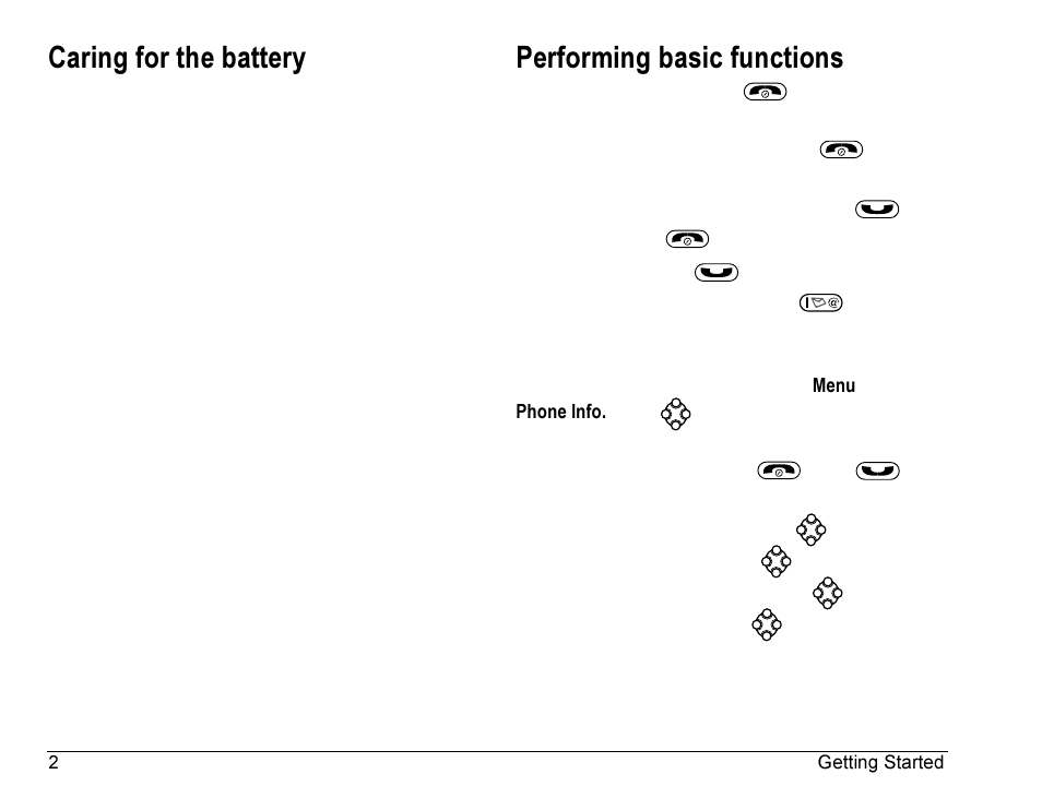 Caring for the battery, Performing basic functions | Kyocera Rave K-7 User Manual | Page 10 / 56