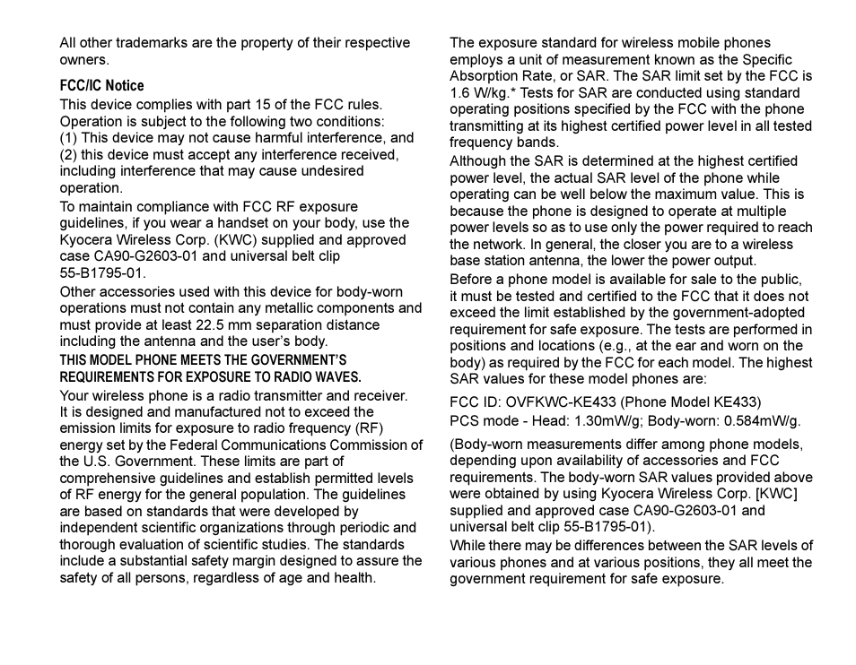 Kyocera Rave K-7 User Manual | Page 3 / 56