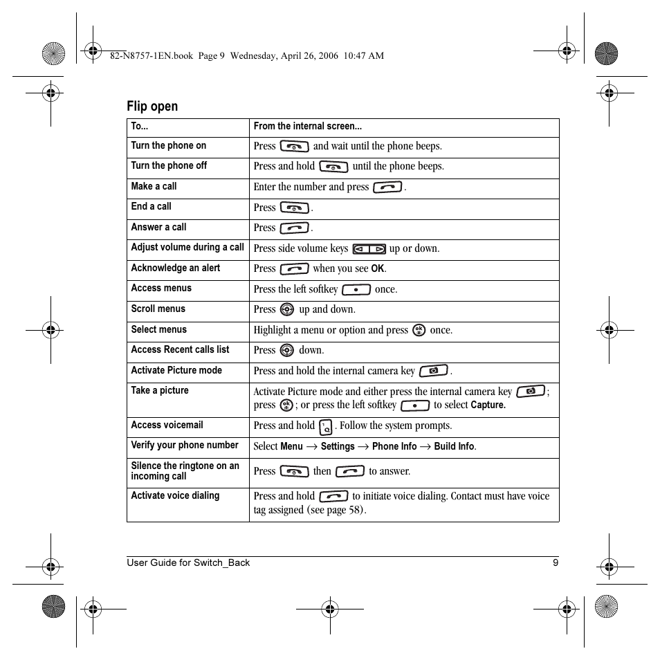 Flip open | Kyocera Strobe K612 User Manual | Page 15 / 72