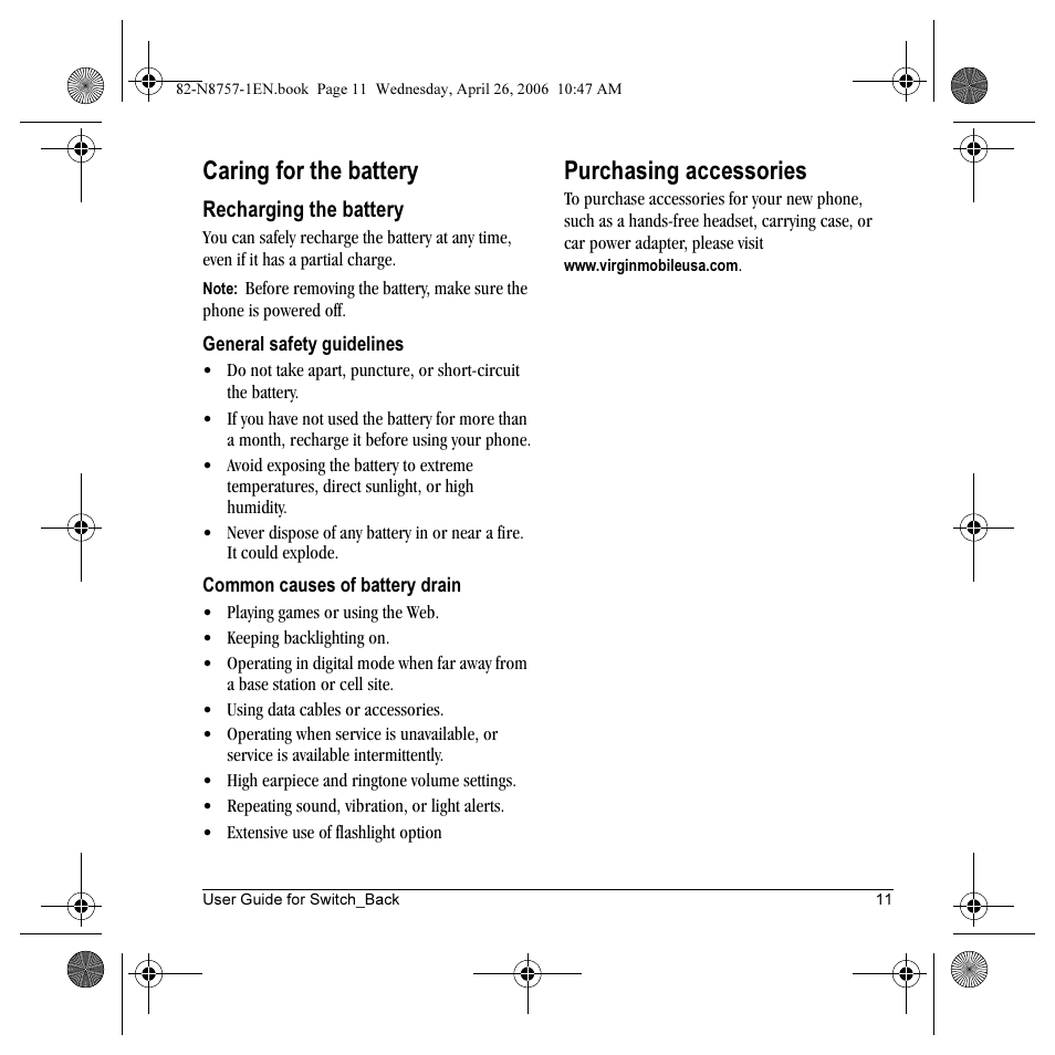 Caring for the battery, Purchasing accessories | Kyocera Strobe K612 User Manual | Page 17 / 72
