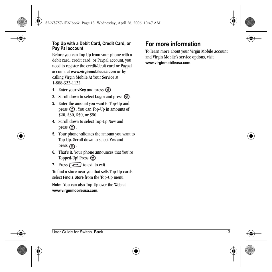 For more information | Kyocera Strobe K612 User Manual | Page 19 / 72