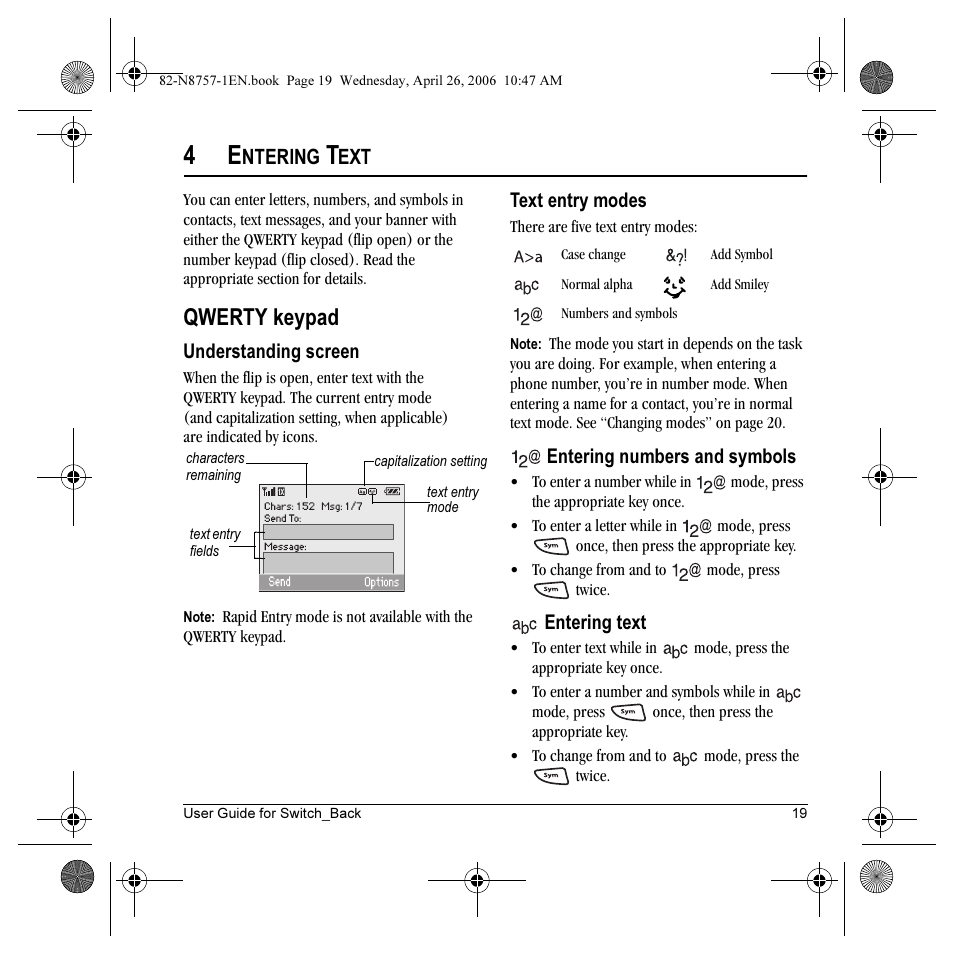 Qwerty keypad, Ntering | Kyocera Strobe K612 User Manual | Page 25 / 72